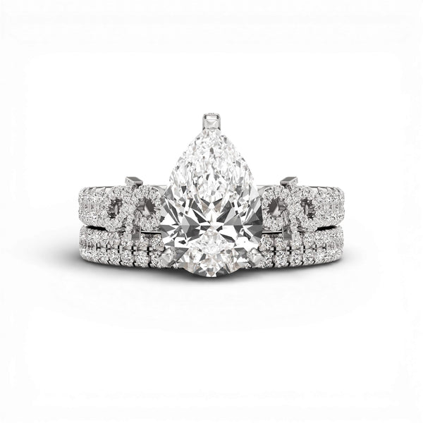 Infinie Signature Pear Cut Moissanite Bride Set in 925 Sterling Silver Item | Buy Infinie Signature Pear Cut Moissanite Bride Set in 925 Sterling Silver | SPOP Enterprise Global