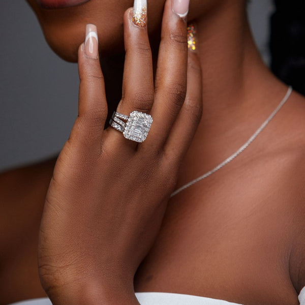 Item | Buy Zoe Radiant Cut Natural Diamond Bride Set in 18KT Gold | SPOP Enterprise Global
