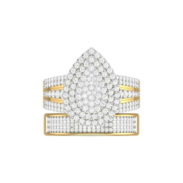 Item | Buy Omoni Pear Cut Natural Diamond Cluster Bride Set 18KT Gold | SPOP Enterprise Global