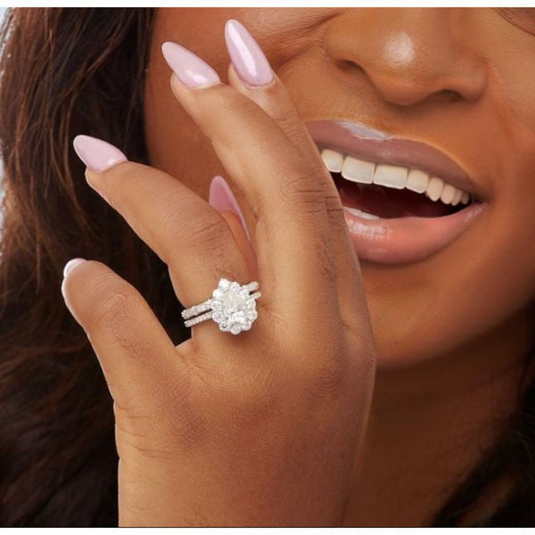 Item | Buy BOZ Lavie Pear Cut Moissanite Bride Set in 925 Sterling Silver | SPOP Enterprise Global