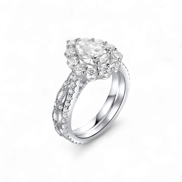 Item | Buy BOZ Lavie Pear Cut Moissanite Bride Set in 925 Sterling Silver | SPOP Enterprise Global