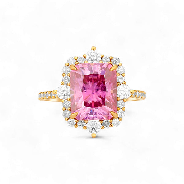 Item | Buy Quinn 2.0 Pink Moissanite and Diamond Engagement Ring in 18KT Gold | SPOP Enterprise Global