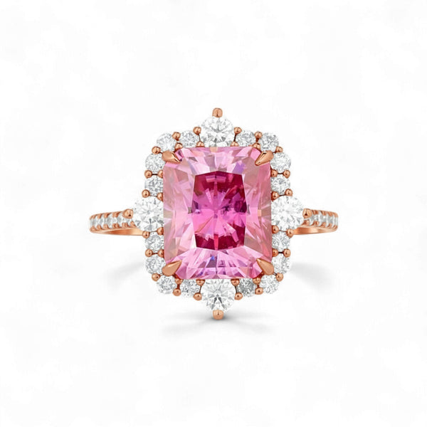 Item | Buy Quinn 2.0 Pink Moissanite and Diamond Engagement Ring in 18KT Gold | SPOP Enterprise Global