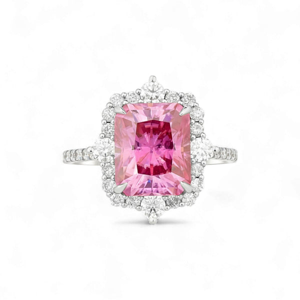 Item | Buy Quinn 2.0 Pink Moissanite and Diamond Engagement Ring in 18KT Gold | SPOP Enterprise Global