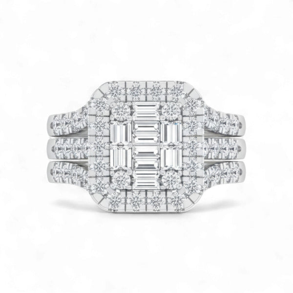 Item | Buy Zoe Radiant Cut Natural Diamond Bride Set in 18KT Gold | SPOP Enterprise Global