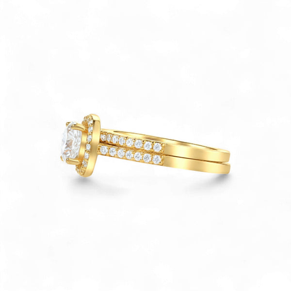 Heiress Cushion Cut Diamond Bride Set in 18KT Gold Item | Buy Heiress Cushion Cut Diamond Bride Set in 18KT Gold | SPOP Enterprise Global