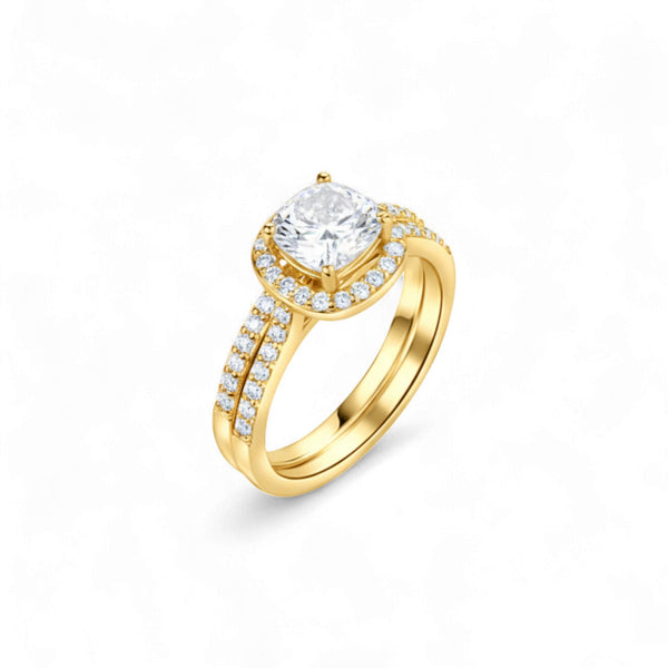 Heiress Cushion Cut Diamond Bride Set in 18KT Gold Item | Buy Heiress Cushion Cut Diamond Bride Set in 18KT Gold | SPOP Enterprise Global