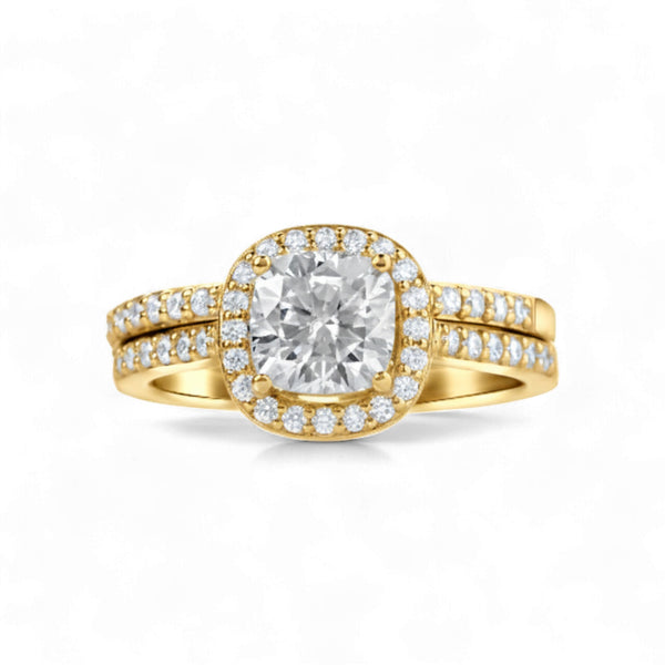 Heiress Cushion Cut Diamond Bride Set in 18KT Gold Item | Buy Heiress Cushion Cut Diamond Bride Set in 18KT Gold | SPOP Enterprise Global