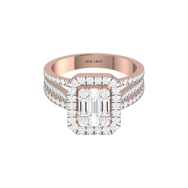 Item | Buy Royal Lovely Emerald Cut Natural Diamond Engagement Ring in 18K Gold | SPOP Enterprise Global
