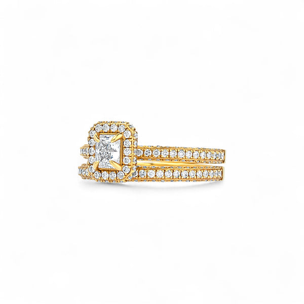 Elise Radiant Cut Diamond Bride Set in 18KT Gold Item | Buy Elise Radiant Cut Diamond Bride Set in 18KT Gold | SPOP Enterprise Global