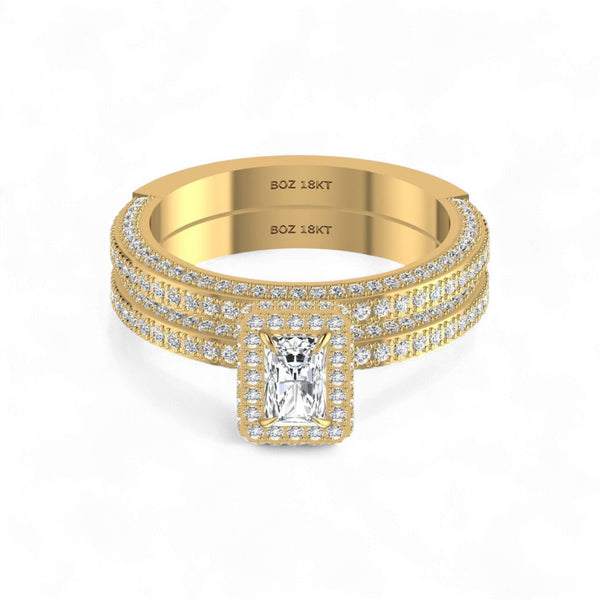 Elise Radiant Cut Diamond Bride Set in 18KT Gold Item | Buy Elise Radiant Cut Diamond Bride Set in 18KT Gold | SPOP Enterprise Global