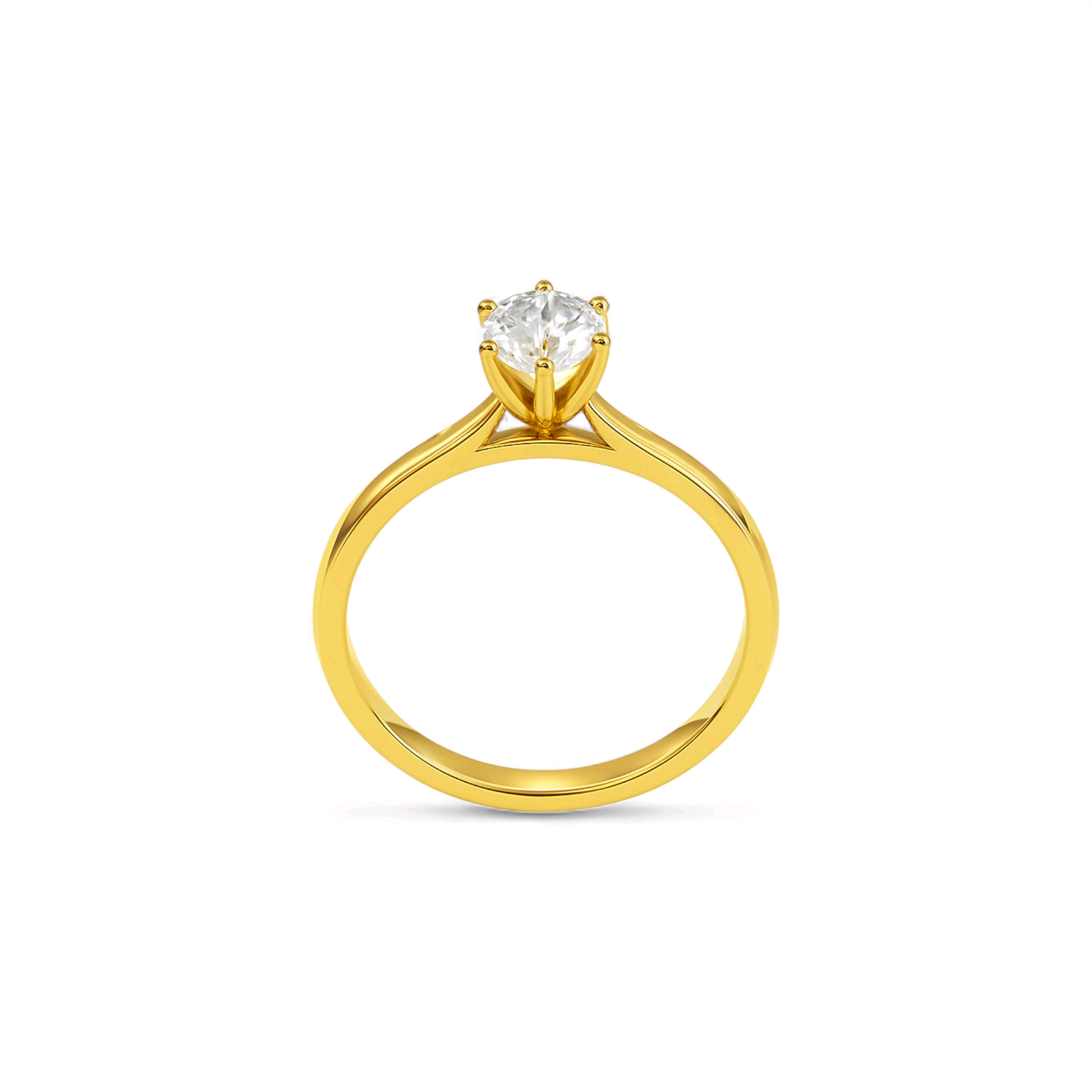 Item | Buy Classic 6 Prong Solitaire CZ Engagement Ring in 18KT Gold | SPOP Enterprise Global