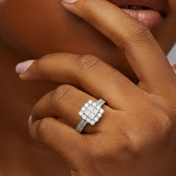 Item | Buy Lola CZ Cluster Engagement Ring in 925 Sterling Silver | SPOP Enterprise Global