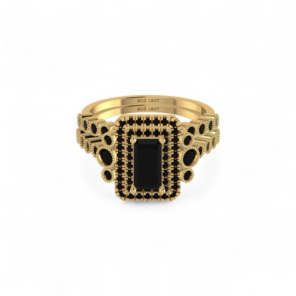 Item | Buy Lucy Radiant Cut Natural Black Diamond Bride Set in 18K Gold | SPOP Enterprise Global