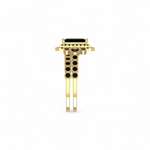 Item | Buy Lucy Radiant Cut Natural Black Diamond Bride Set in 18K Gold | SPOP Enterprise Global