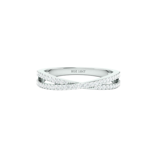Item | Buy Crisscross Natural Diamond Pave Band in 18K Gold | SPOP Enterprise Global