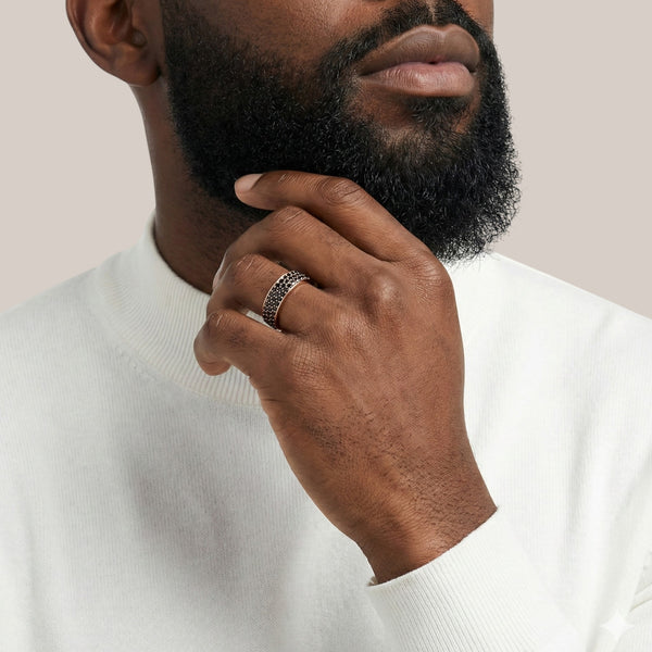 Item | Buy 360 Black Studded Cubic Zirconia Band in 18KT Gold | SPOP Enterprise Global