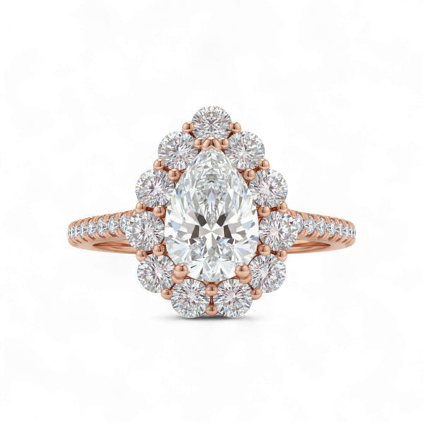 BOZ Lavie Pear Cut Moissanite Engagement Ring in 18KT Gold Item | Buy BOZ Lavie Pear Cut Moissanite Engagement Ring in 18KT Gold | SPOP Enterprise Global