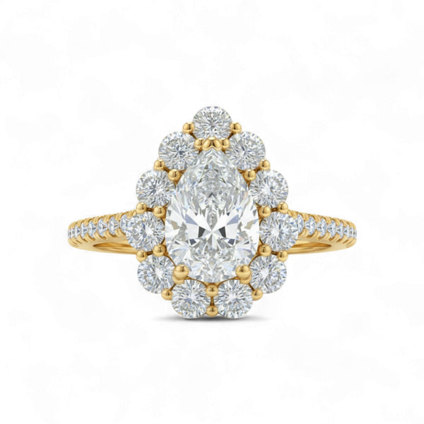 BOZ Lavie Pear Cut Moissanite Engagement Ring in 18KT Gold Item | Buy BOZ Lavie Pear Cut Moissanite Engagement Ring in 18KT Gold | SPOP Enterprise Global