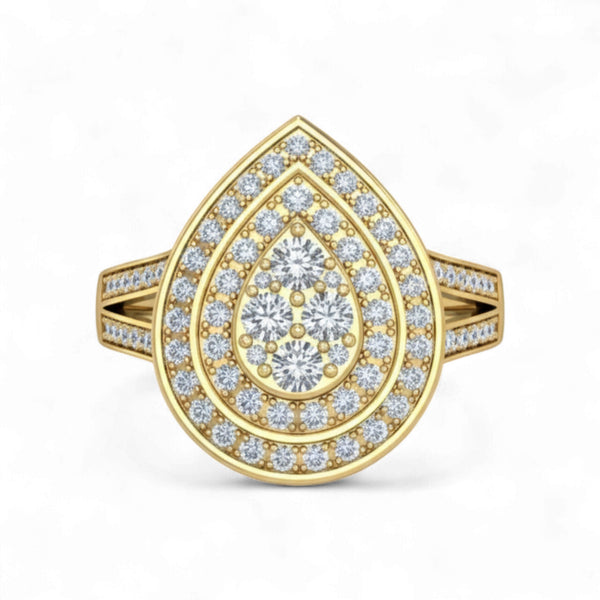 Item | Buy Ego Pear Cluster Natural Engagement Ring Set in 18KT Gold | SPOP Enterprise Global