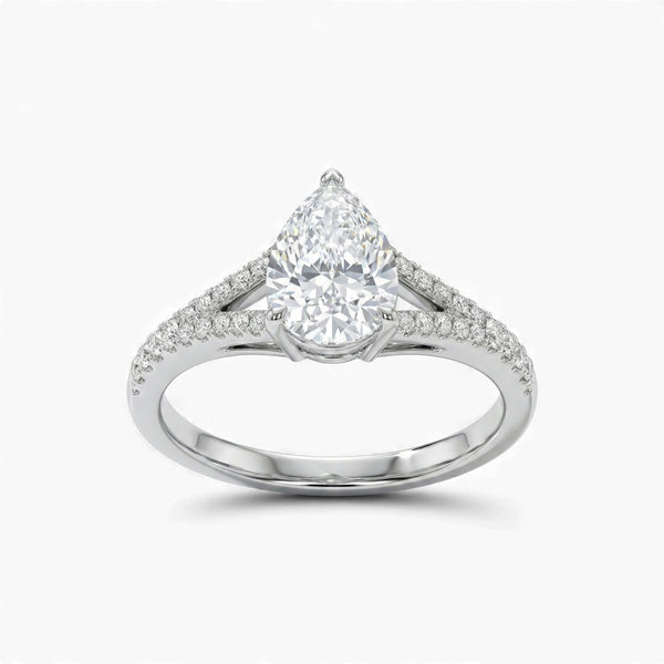 Item | Buy Split Shank Pear Cut Moissanite Engagement Ring in 925 Sterling Silver | SPOP Enterprise Global
