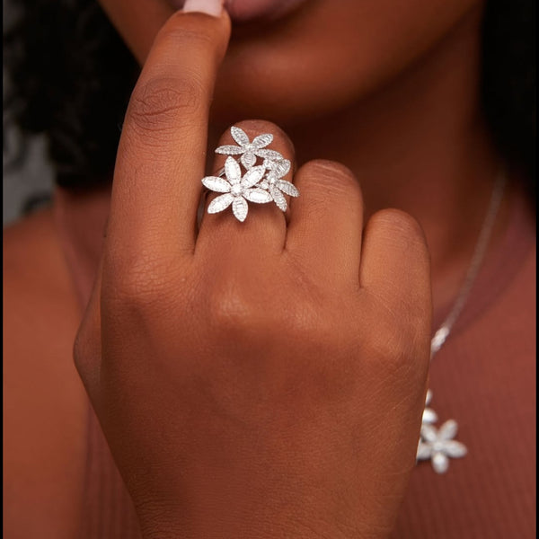 Item | Buy Flower Pave Diamond Fashion Ring in 18KT Gold | SPOP Enterprise Global