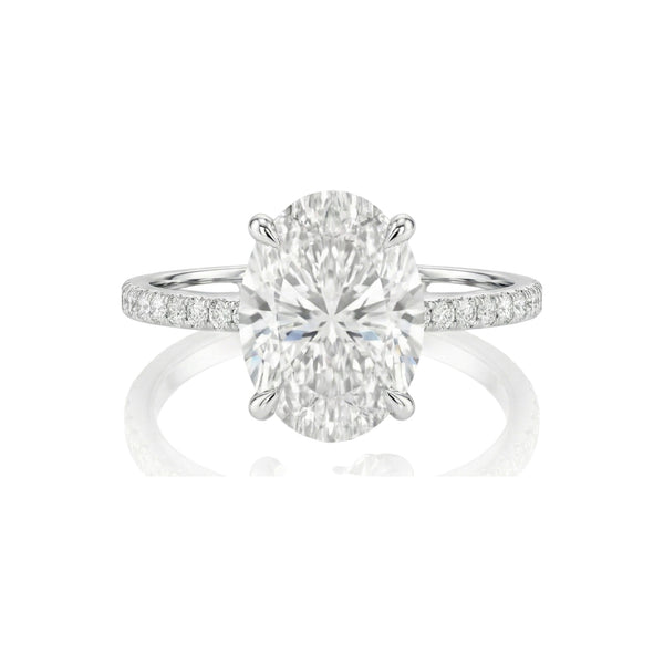 Fay Oval Cut Moissanite & Natural Diamond Engagement Ring in 18KT Gold Item | Buy Fay Oval Cut Moissanite & Natural Diamond Engagement Ring in 18KT Gold | SPOP Enterprise Global