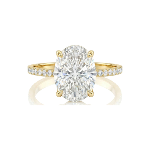 Fay Oval Cut Moissanite & Natural Diamond Engagement Ring in 18KT Gold Item | Buy Fay Oval Cut Moissanite & Natural Diamond Engagement Ring in 18KT Gold | SPOP Enterprise Global