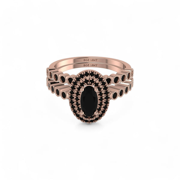 Item | Buy Lucy Oval Cut Natural Black Diamond Bride Set in 18K Gold | SPOP Enterprise Global