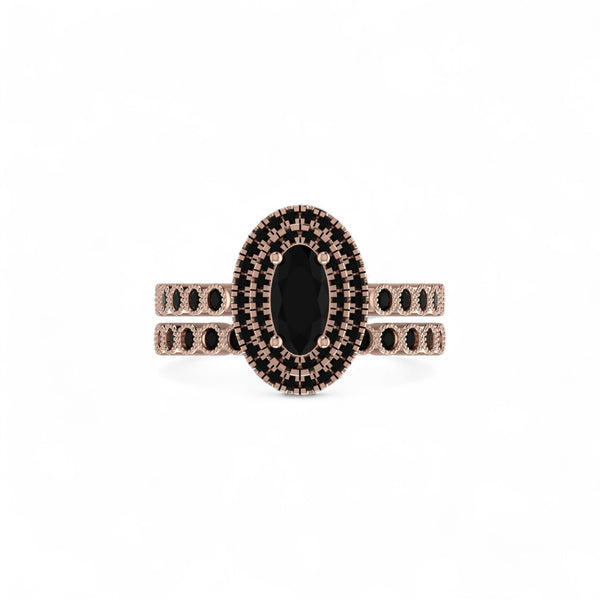 Item | Buy Lucy Oval Cut Natural Black Diamond Bride Set in 18K Gold | SPOP Enterprise Global