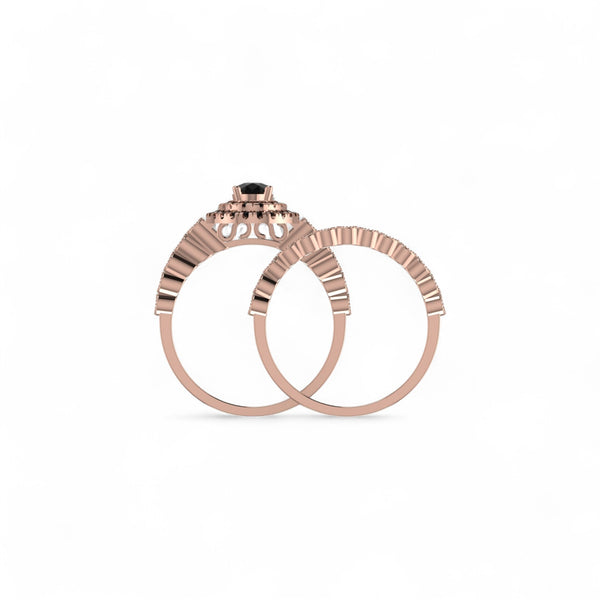Item | Buy Lucy Oval Cut Natural Black Diamond Bride Set in 18K Gold | SPOP Enterprise Global