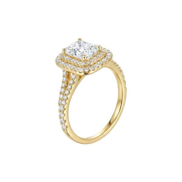 Item | Buy Kylie Radiant Cut Moissanite and Natural Diamond Engagement Ring in 18KT Gold | SPOP Enterprise Global
