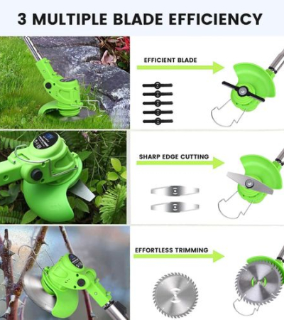Electric Cordless Grass Cutter, 3 in 1 Grass Trimmer Brush Cutter with Three Types Blades and 2Pcs Rechargeable Battery for Garden Yard Item | Buy Electric Cordless Grass Cutter, 3 in 1 Grass Trimmer Brush Cutter with Three Types Blades and 2Pcs Rechargeable Battery for Garden Yard | SPOP Enterprise Global