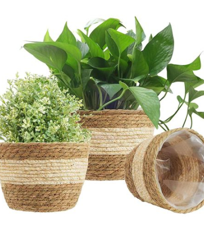 Woven Plant Baskets, 3 Size Round Seagrass Planter Pots with Plastic Liners Item | Buy Woven Plant Baskets, 3 Size Round Seagrass Planter Pots with Plastic Liners | SPOP Enterprise Global