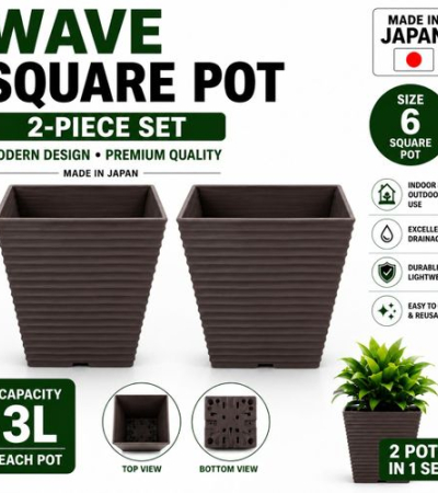 2-Piece Wave Square Flower Pot Size 6 Item | Buy 2-Piece Wave Square Flower Pot Size 6 | SPOP Enterprise Global