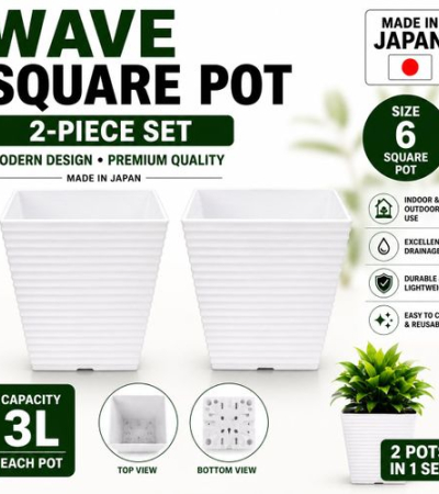 2-Piece Wave Square Flower Pot Size 6 Item | Buy 2-Piece Wave Square Flower Pot Size 6 | SPOP Enterprise Global