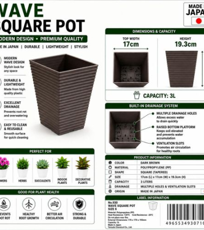 2-Piece Wave Square Flower Pot Size 6 Item | Buy 2-Piece Wave Square Flower Pot Size 6 | SPOP Enterprise Global