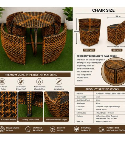 Royal Garden Woven Rattan Dining Set 4chairs and 1table Item | Buy Royal Garden Woven Rattan Dining Set 4chairs and 1table | SPOP Enterprise Global