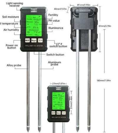 6-in-1 Soil T-ester - Portable Soil Moisture T-ester that measures soil fertility, pH,Temperature, Humidity,Light, and Air Humidity - Suitable for indoor plants, gardens, lawns, and outdoor plants Item | Buy 6-in-1 Soil T-ester - Portable Soil Moisture T-ester that measures soil fertility, pH,Temperature, Humidity,Light, and Air Humidity - Suitable for indoor plants, gardens, lawns, and outdoor plants | SPOP Enterprise Global