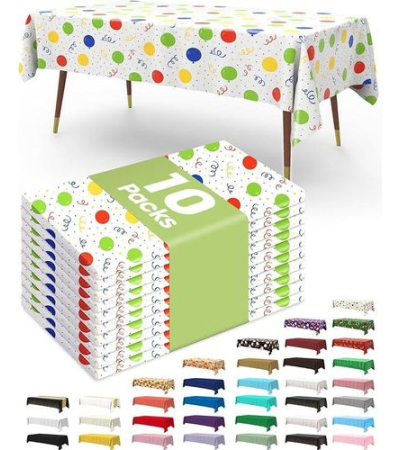 Plastic Table Cloth Disposable 10 Pack, 54 x 108 Inch Table Cloths,Leakproof & Sturdy, Balloon Item | Buy Plastic Table Cloth Disposable 10 Pack, 54 x 108 Inch Table Cloths,Leakproof & Sturdy, Balloon | SPOP Enterprise Global