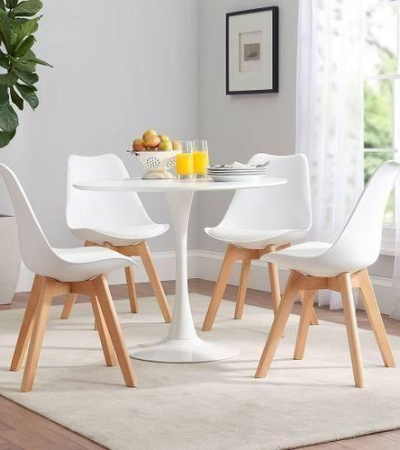 Luxury Dinning Round Table(Pole Base) +4 Foam Sitting Chairs White Item | Buy Luxury Dinning Round Table(Pole Base) +4 Foam Sitting Chairs White | SPOP Enterprise Global