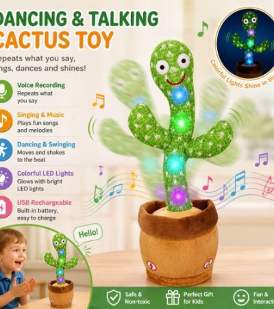 Dancing Talking Cactus Plush Toy, Singing & Voice Repeat Interactive Toy with Music, Swinging Educational Toy for Kids Item | Buy Dancing Talking Cactus Plush Toy, Singing & Voice Repeat Interactive Toy with Music, Swinging Educational Toy for Kids | SPOP Enterprise Global